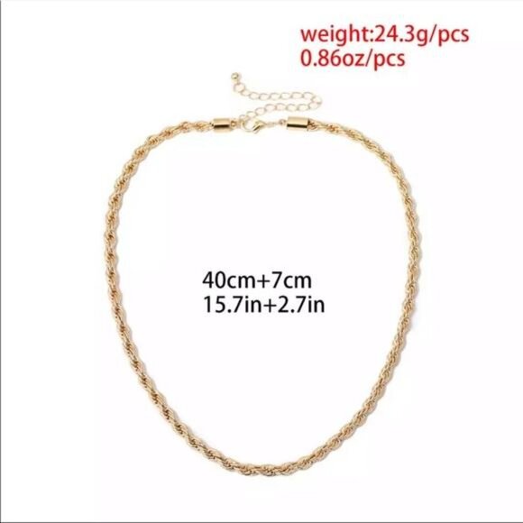 20”NEW GOLD CUBAN TWISTED CHOKER NECKLACE, NICE NECKLACE, CUTE NECKLACE - Picture 6 of 9